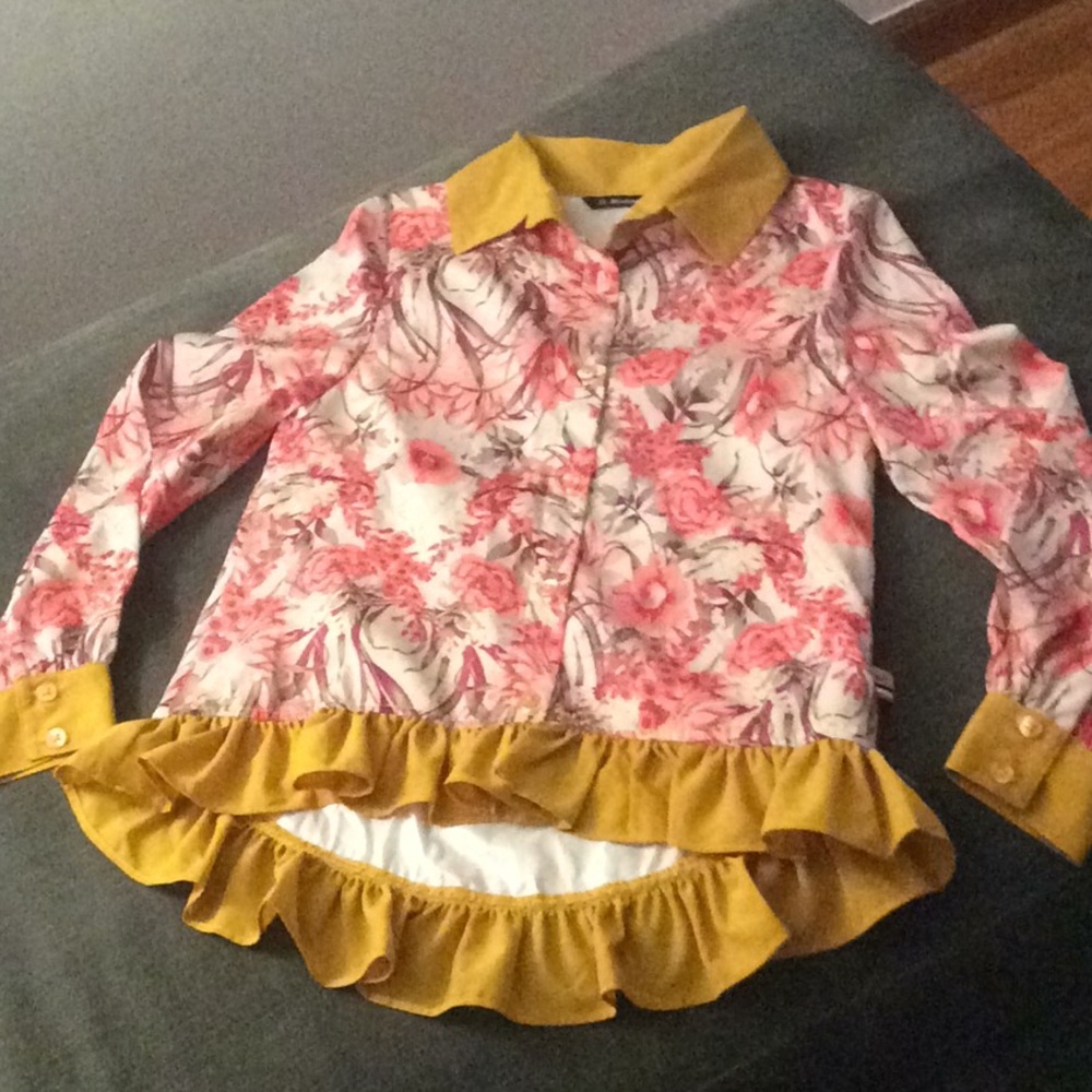 Floral Kids Blouse with Yellow Accents